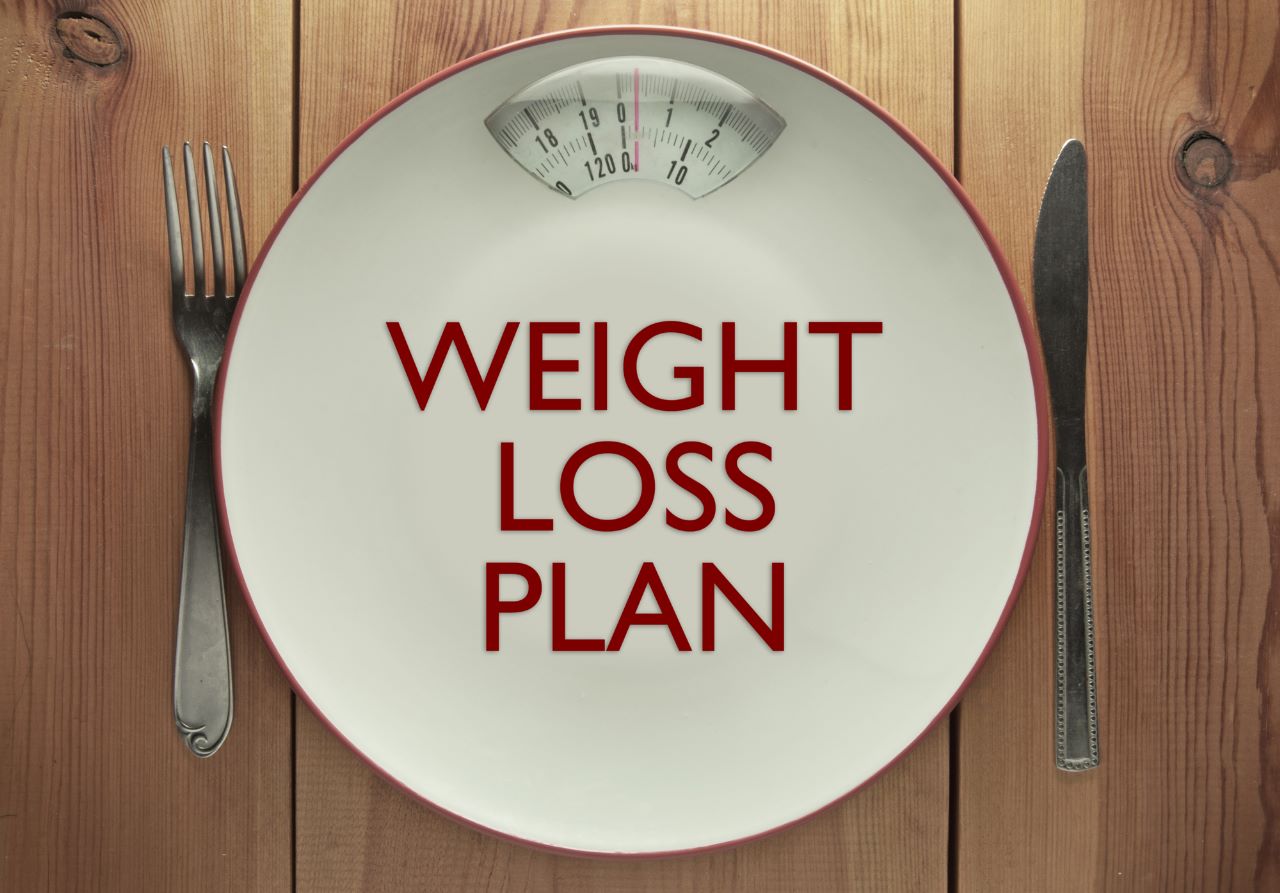 healthy weight loss-weighing-scale-plate-fork-knife